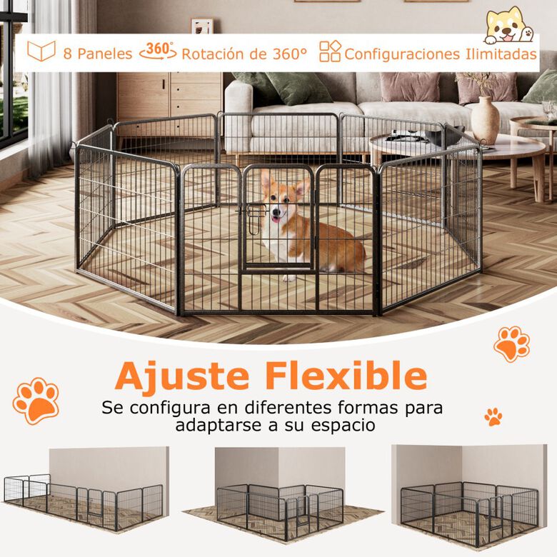COSTWAY Parque Plegable de Metal Negro para Perros y Gatos thumbnail