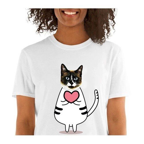 Mascochula camiseta mujer enamorao personalizada con tu mascota blanco thumbnail