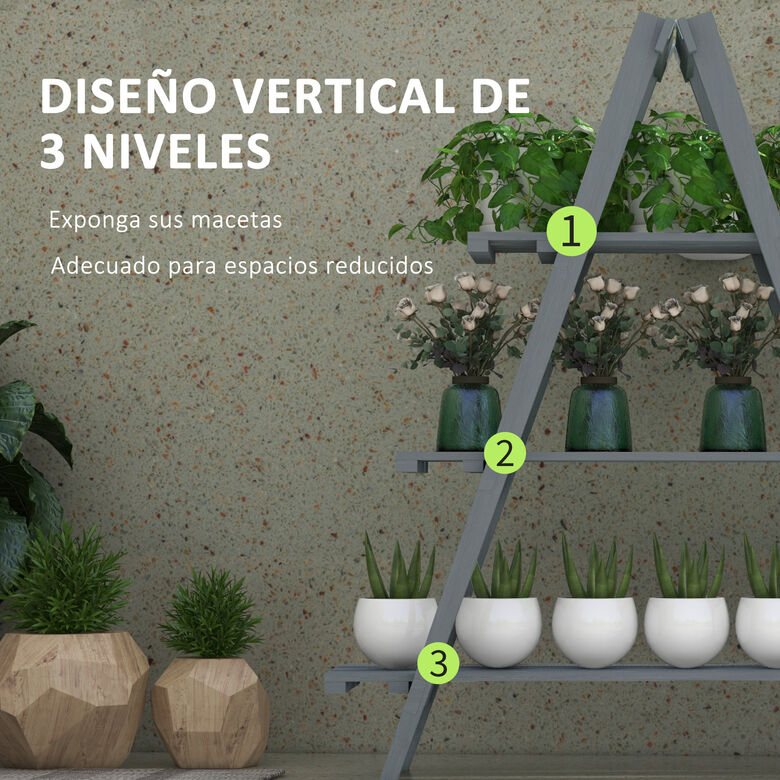 Outsunny Estantería Para Plantas Plegable De Madera Soporte Para Macetas thumbnail