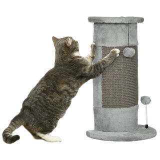 PawHut Poste Rascador gris con bolas para gatos