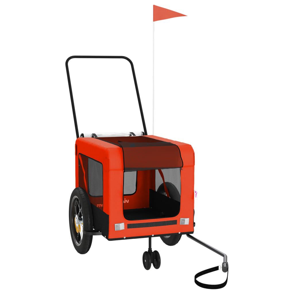 vidaXL Remolque de bicicleta mascotas hierro tela Oxford naranja negro, , large Imagen numero 1