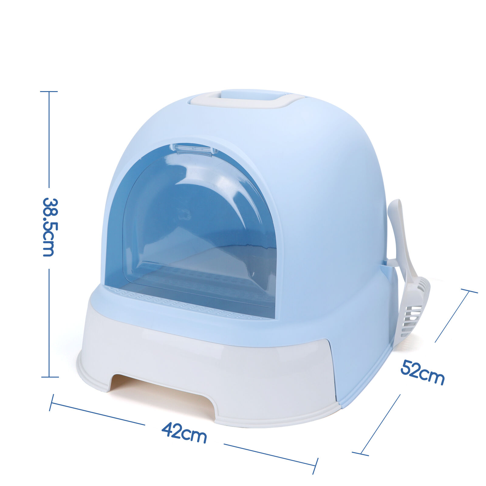 Nobleza - Cajas de Arena para Gatos, Arenero Gatos Cubierto con Cajon, Arenero para Gatos Grande Cerrado, Caja de Arena Cagadero Gato sin Olores con Pala, L52*W42*H38.5CM, Azul, , large Imagen numero 3