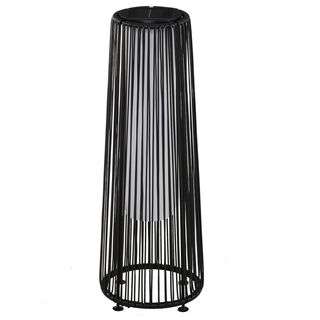 Outsunny Lámpara de Pie de Mimbre Energía Solar para exterior Negro