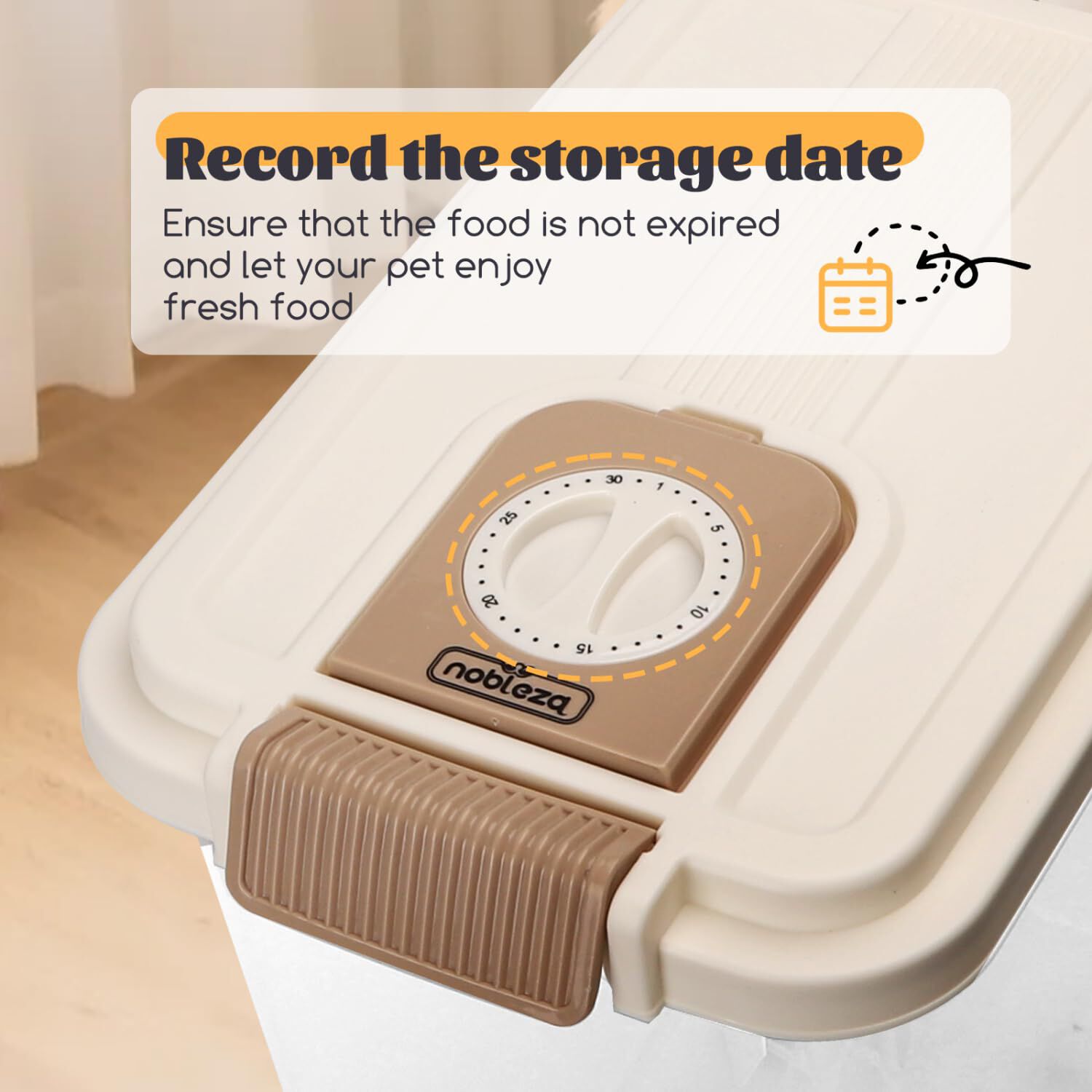 Nobleza Contenedor de Pienso para Mascotas 40L, con Ruedas, Tapa Abatible, Cuchara y Marcador de Fecha, Caja Hermética Transparente para Perros y Gatos thumbnail