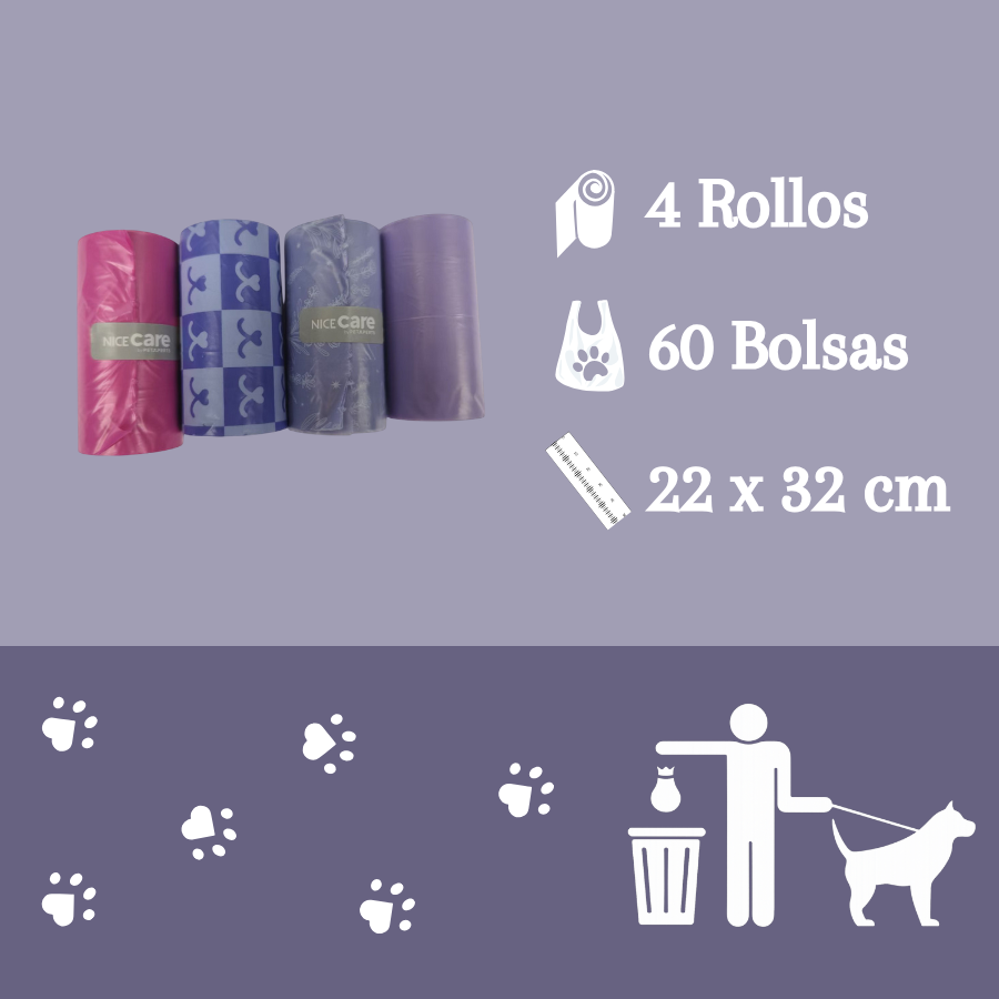 Nice Care Basic Bolsitas Rolls Lavanda para perros, , large Imagen numero 3