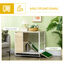 PawHut Conejera de Madera con Ruedas Mueble Conejera de Interior 78x52,5x76,5 cm Superficie Mesa Auxiliar con Techo Abrible Corral Bandeja Extraíble Bebedero y Rampa Roble, , large indicador imagen numero 4