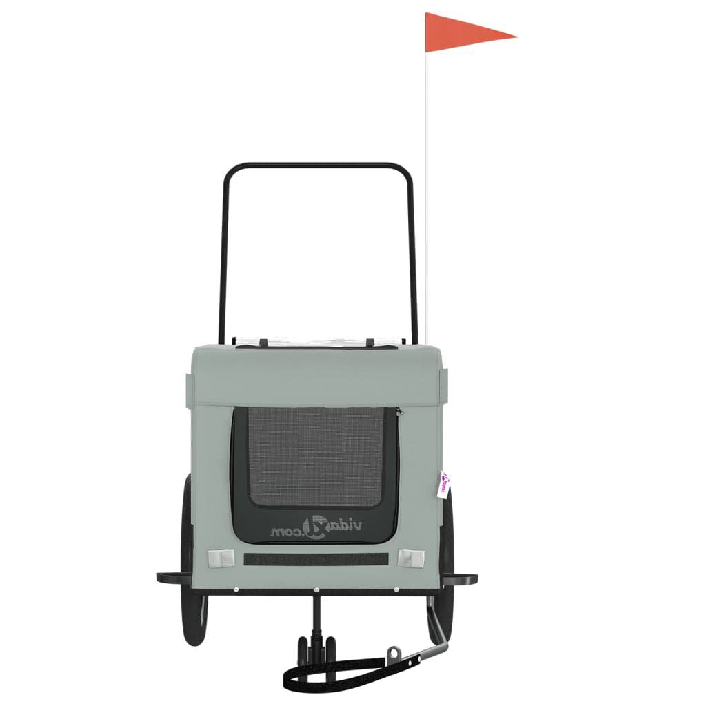 vidaXL Remolque de bicicleta mascotas hierro tela Oxford gris negro, , large Imagen numero 4