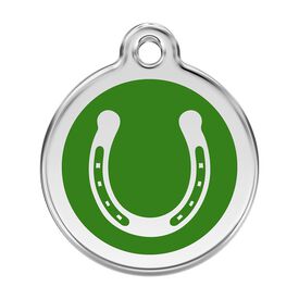 Red Dingo Placa identificativa Acero Inoxidable Esmalte Herradura Verde para perros