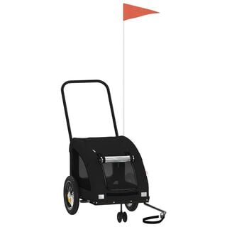vidaXL Remolque Bicicleta negro para perros y gatos