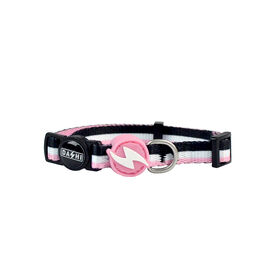 Dashi stripes collar de poliéster rosa y negro para gatos
