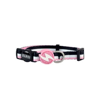 Dashi stripes collar de poliéster rosa y negro para gatos