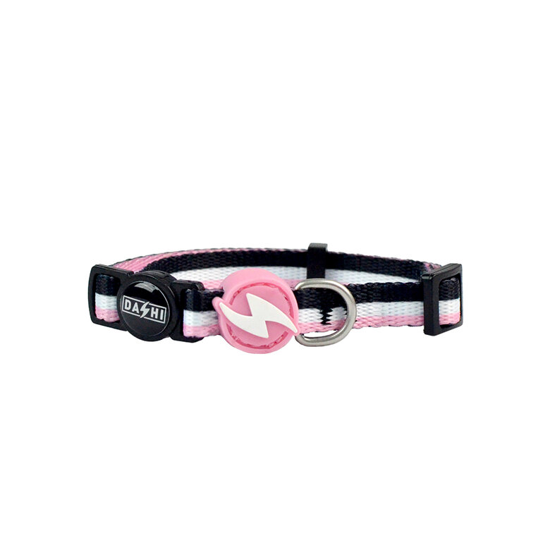 Dashi stripes collar de poliéster rosa y negro para gatos, , large image number null