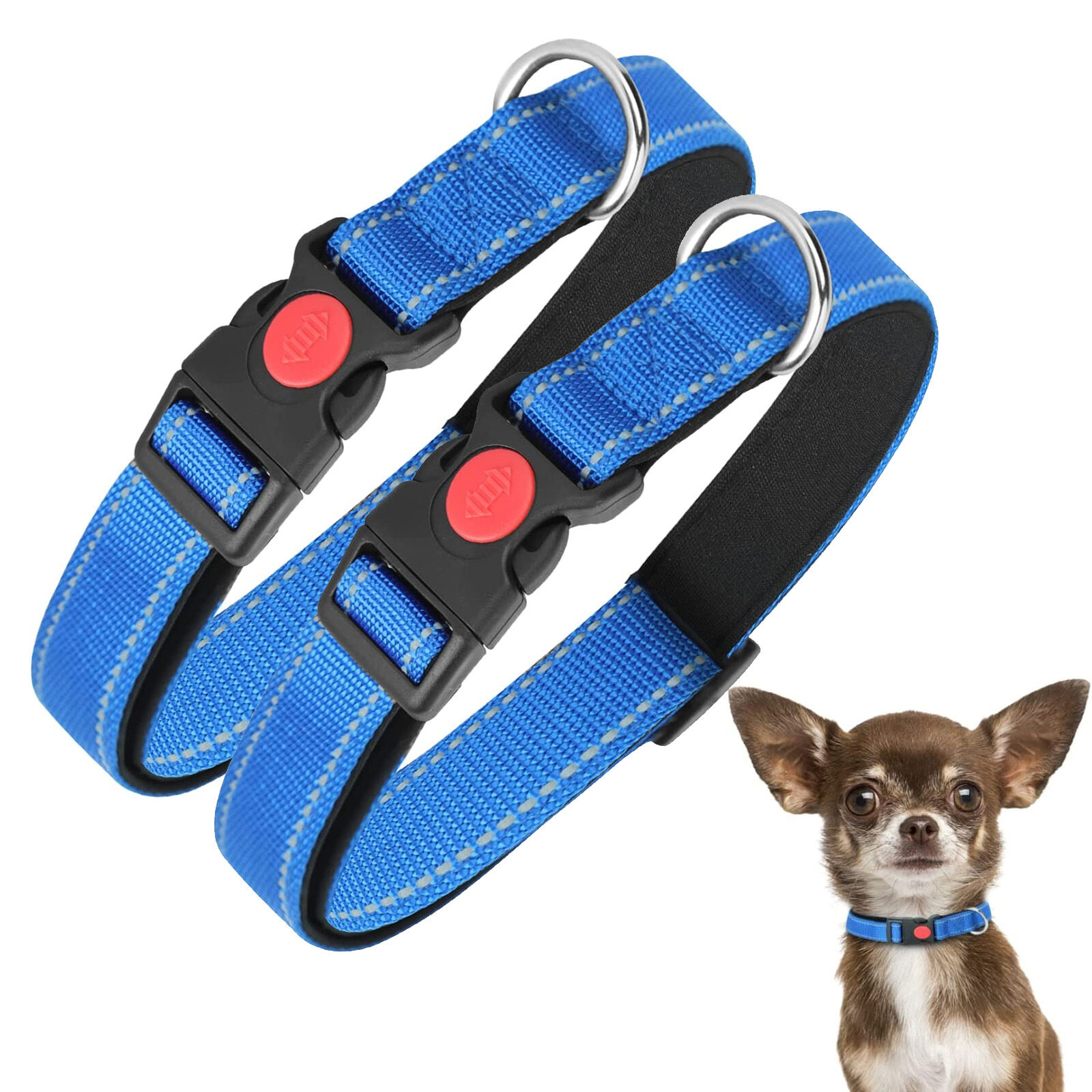 Nobleza - 2&times; Collar Perro, Collar Nylon Reflectante Suave Acolchado para Perros, Ajustable Collar Perro Peque&ntilde;o con Cerradura de Seguridad, Collares de Entrenamiento para Perros (S, Azul), , large Imagen numero 7