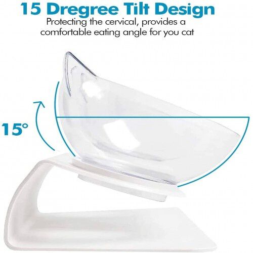 Edipets comedero doble inclinado y elevado transparente para gato thumbnail