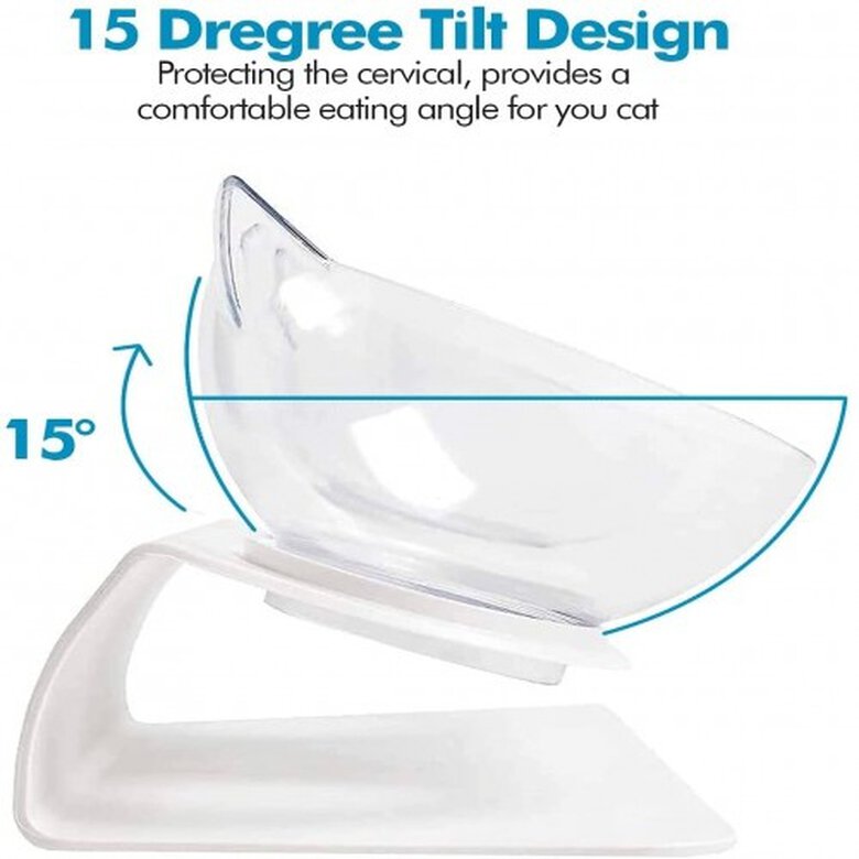 Edipets comedero doble inclinado y elevado transparente para gato, , large image number null