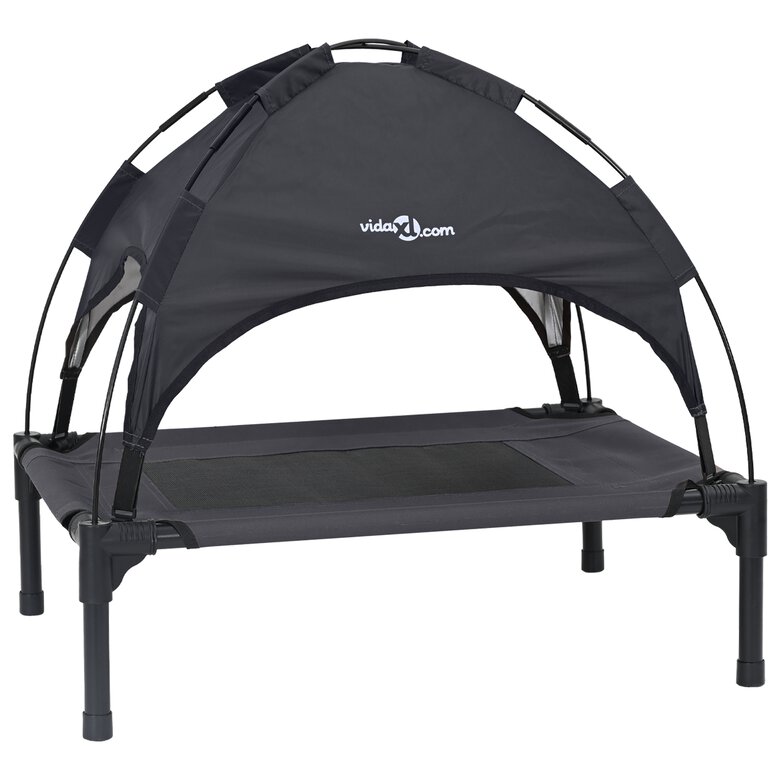 vidaXL Cama para Perros con Dosel Sofá Silla Tela Oxford y Acero Negro