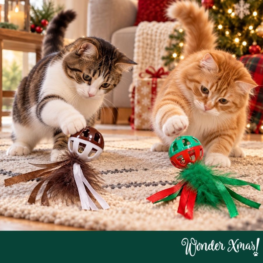 Wonder Christmas Pelota con Plumas y Cascabel Juguete para gatos, , large Imagen numero 2