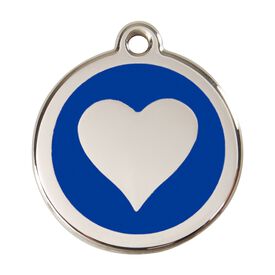 Red Dingo Placa identificativa Acero Inoxidable Esmalte Corazón Azul para perros