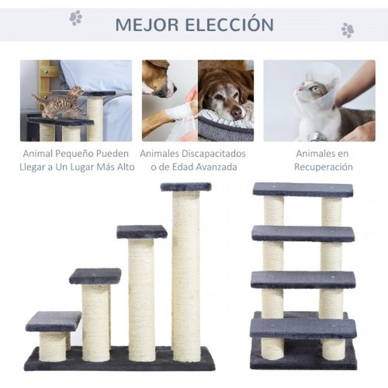 Escalera PawHut con postes de sisal para mascotas color Gris thumbnail