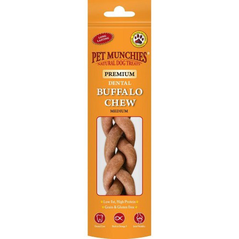 Snacks de tiras trenzadas de búfalo cuidado dental para perros, , large image number null