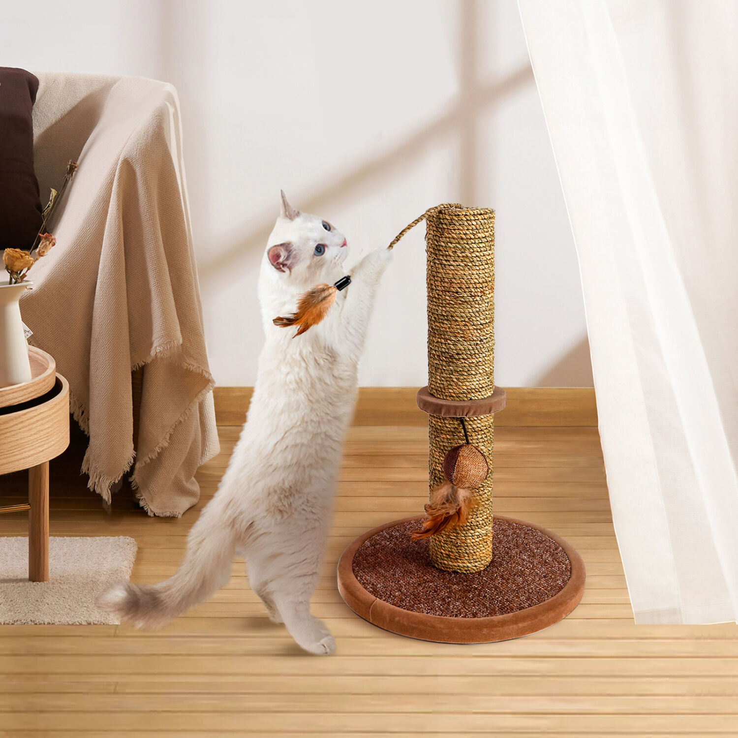 Nobleza &ndash; Poste rascador para gatos de sisal con juguete. Peque&ntilde;o, Color Marr&oacute;n, 30 * 30 * 44 cm, , large Imagen numero 5