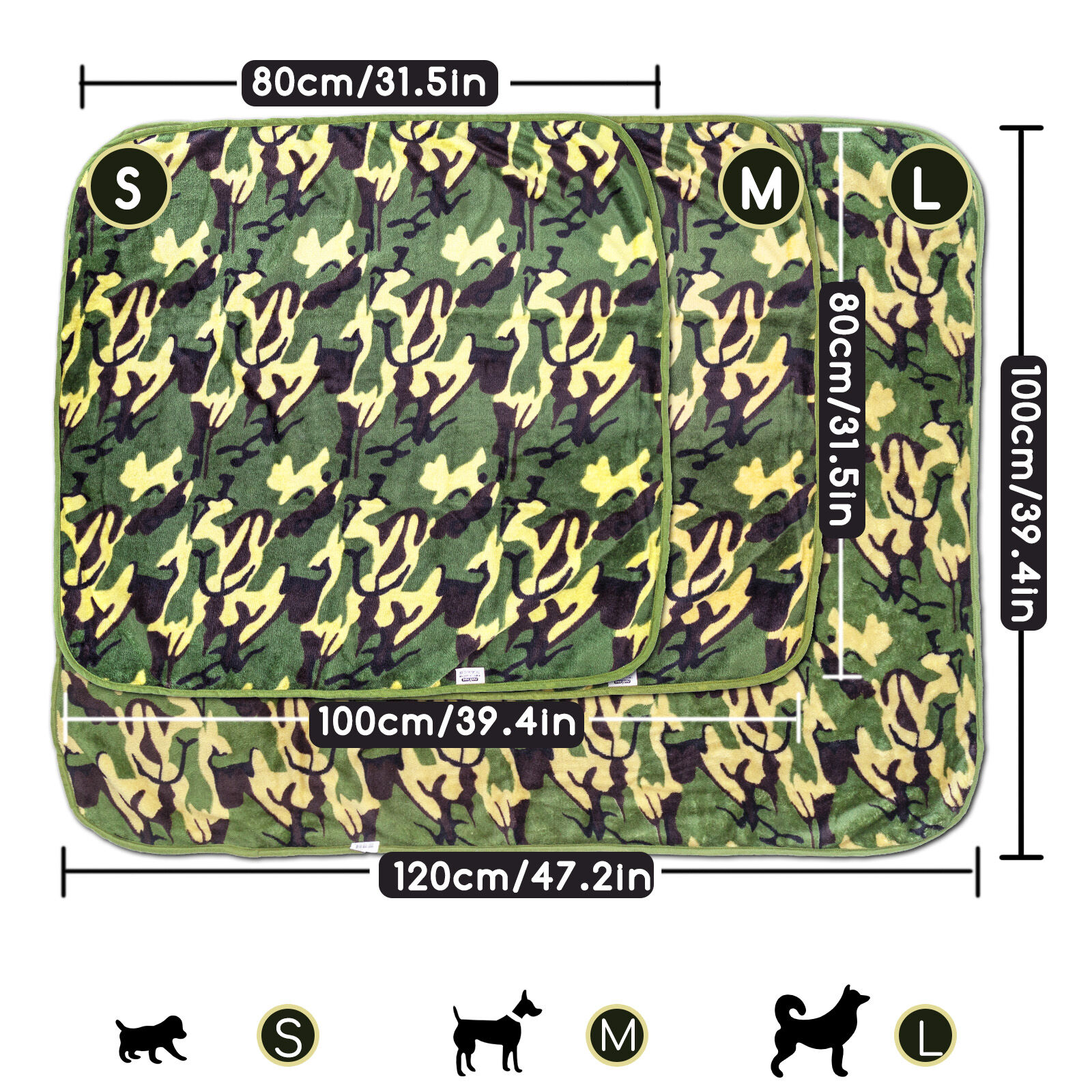 Nobleza Manta Suave de Felpa para Perros, Manta Suave y C&aacute;lida para Perros Gatos y Otras Mascotas, Lavable, Manta de Alta Calidad para Cama y Sof&aacute; para Perro, Verde Camuflado 120 * 100 cm, , large Imagen numero 2