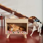 Mesilla de madera cama para perros color Burdeos Perlado, , large image number null