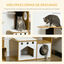 PawHut Árbol Rascador para Gatos de Madera 92,5 cm Torre para Gatos para Gatitos de Interior con 2 Cuevas Rascador Hamaca y Cojines de Felpa 76x37x92,5 cm Roble, , large indicador imagen numero 4