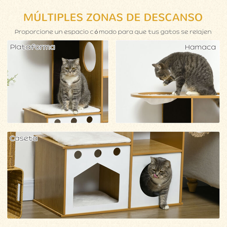 PawHut Árbol Rascador de madera con Cama para gatos thumbnail
