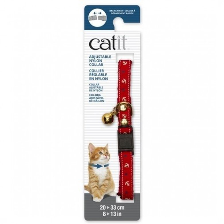 Collar de nylon con cascabel para gatos color Rojo/Náutico, , large image number null