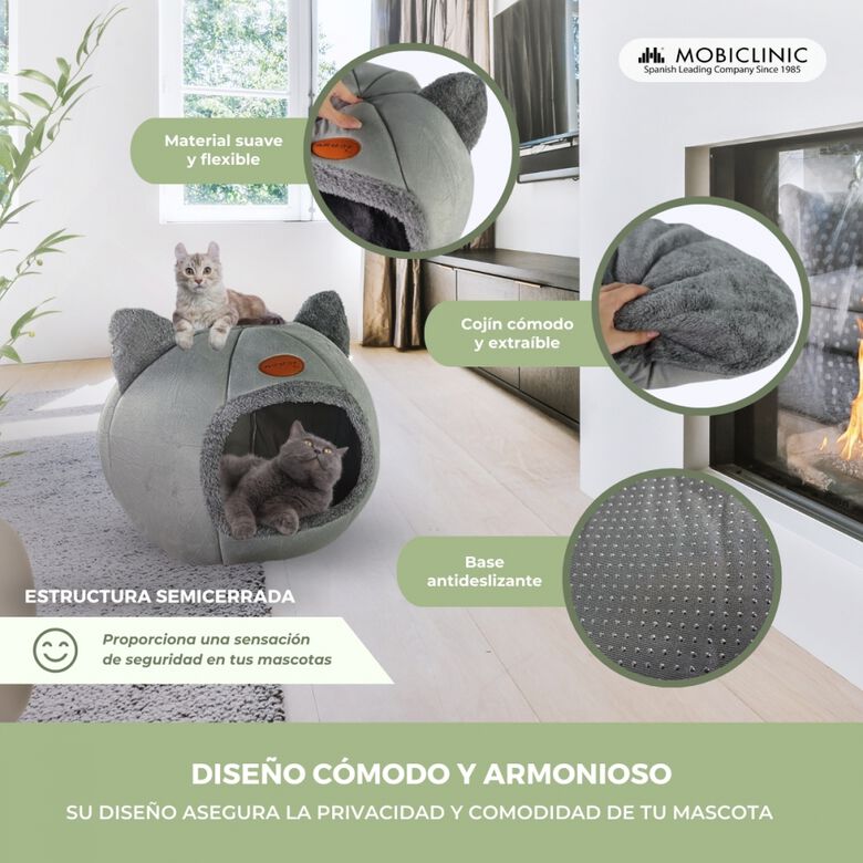 Mobiclinic Cueva iglú HelloCatty gris para perro y gato thumbnail
