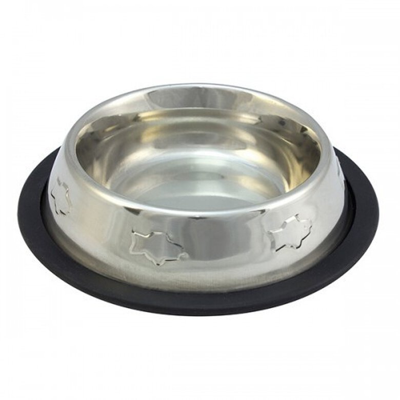 Comedero acero inoxidable antideslizante decorado color Gris, , large image number null