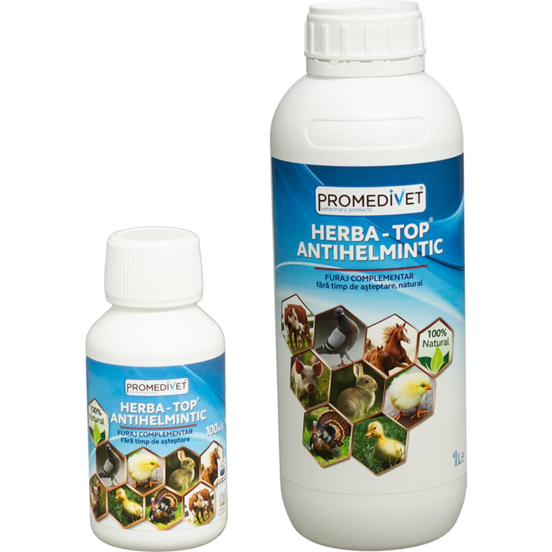 ROVETPHARMA Herba Top Antihelmintic Control Natural de Parásitos Internos para Gallinas y Conejos