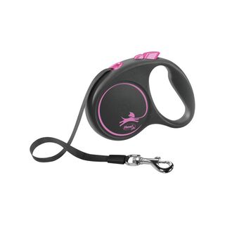 Flexi Desing Cinta Correa Extensible Negra y Rosa para perros