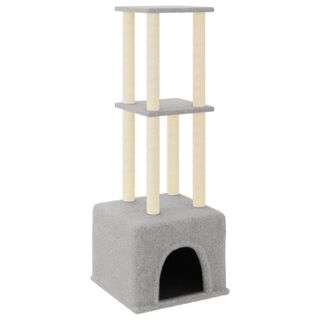 VidaXL Rascador con postes de sisal gris claro para gatos