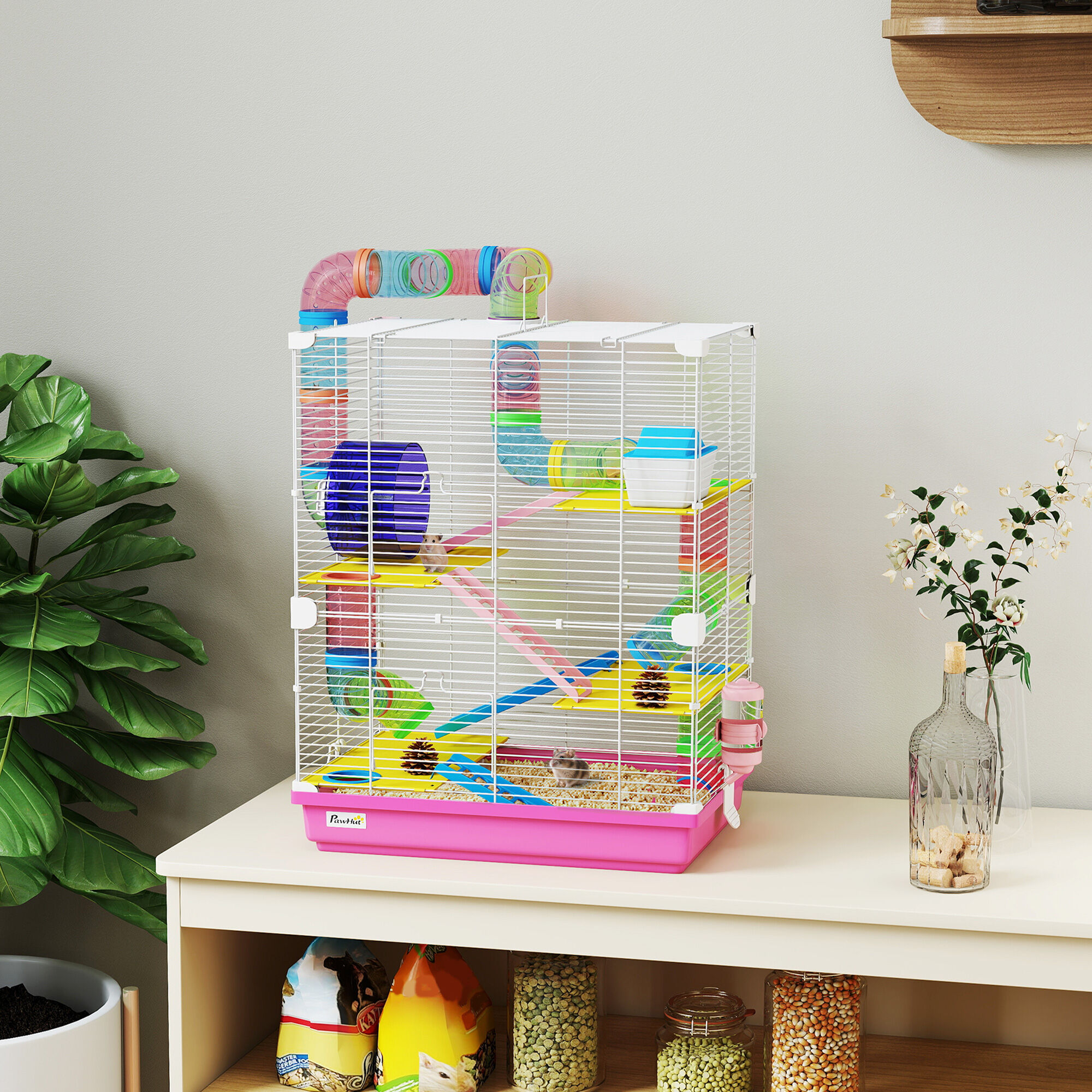 PawHut Jaula para H&aacute;mster Rosa, , large Imagen numero 2