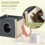 PawHut Cama Cueva para Gatos Casa para Gatos de Interior con Cojín Extraíble y Lavable Rascador de Sisal y Marco de Madera 40x40x40,5 cm Gris, , large indicador imagen numero 4