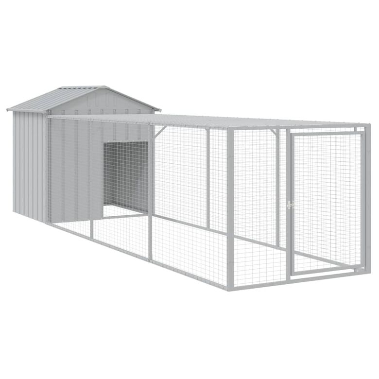 vidaXL Gallinero con corral acero galvanizado gris claro para gallina thumbnail