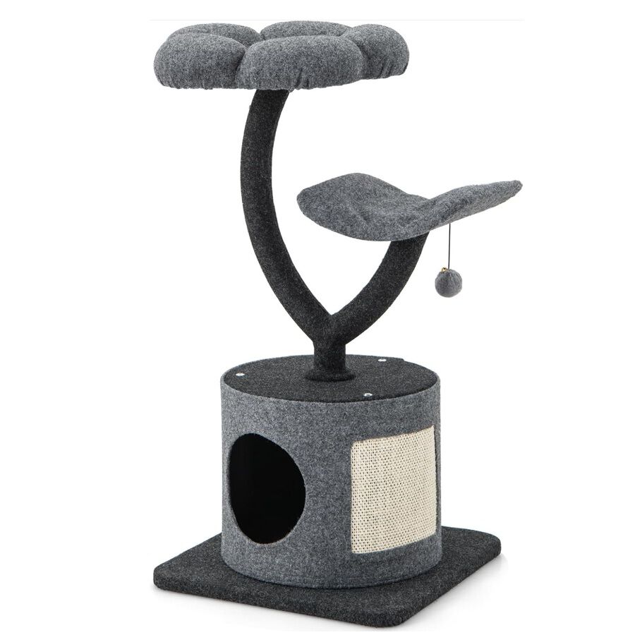 COSTWAY &Aacute;rbol para Gatos Altura 88 cm, Torre para Gatos con Marco de Soporte de Metal, Tabla Rascador de Sisal, 2 Plataformas, Condominio, Centro de Actividades de 3 Niveles para Gatos, , large Imagen numero 1