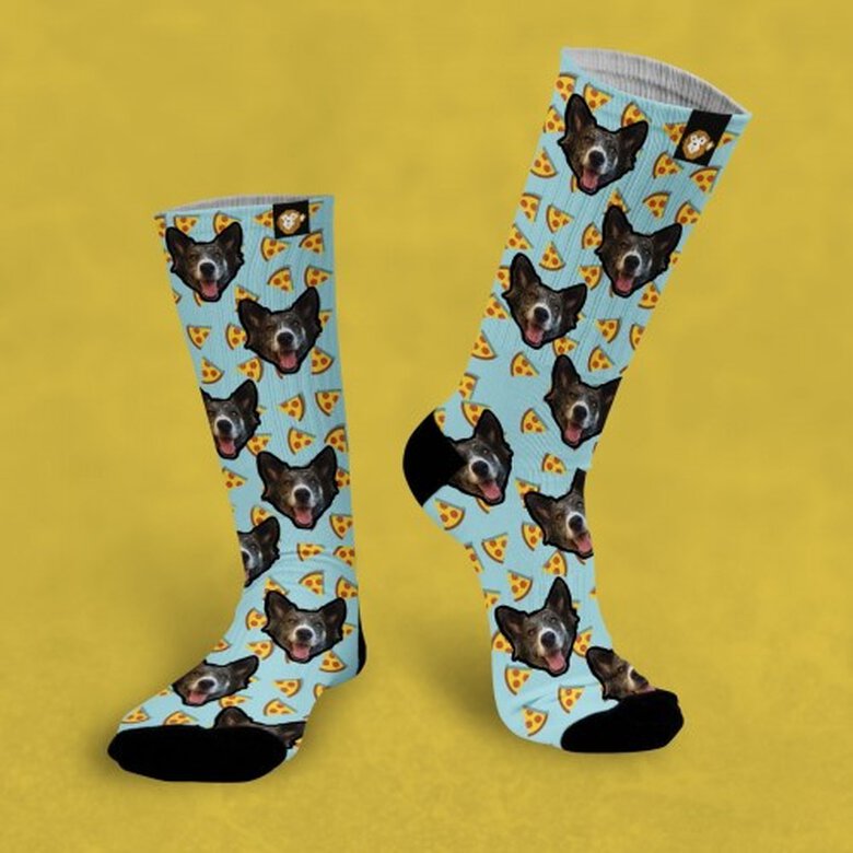 Calcetines personalizados Pizza 2 mascotas color Azul, , large image number null