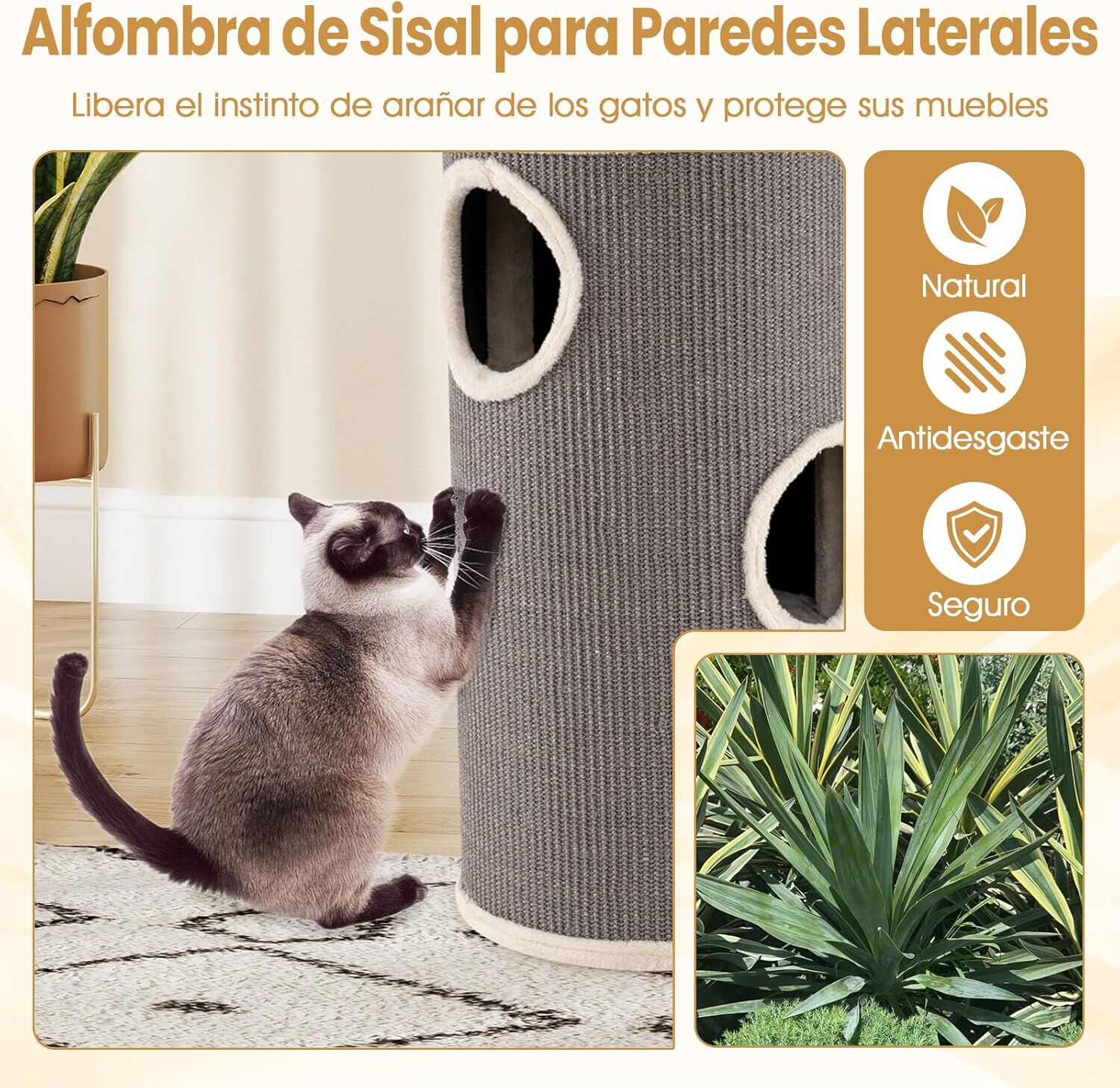COSTWAY Barril Rascador para Gatos de 4 Niveles, 70 cm Torre Gato Rascador con Almohadilla para Rascar de Sisal, Cama Acolchada, Condominio para Gato Forma Barril, Ideal para Hogares con Varios Gatos, , large Imagen numero 4