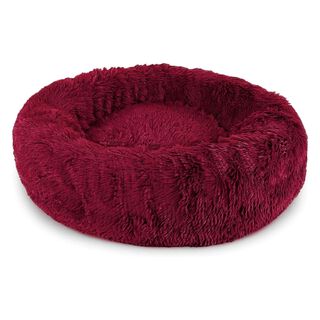 EL ÁTICO PETS Cama de pelo burdeos para perros y gatos