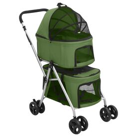 VidaXL Cochecito Doble Verde Oliva para perros