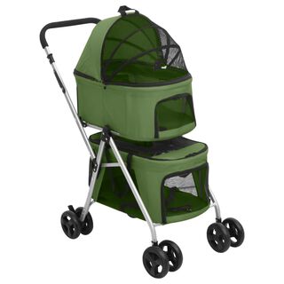 VidaXL Cochecito Doble Verde Oliva para perros