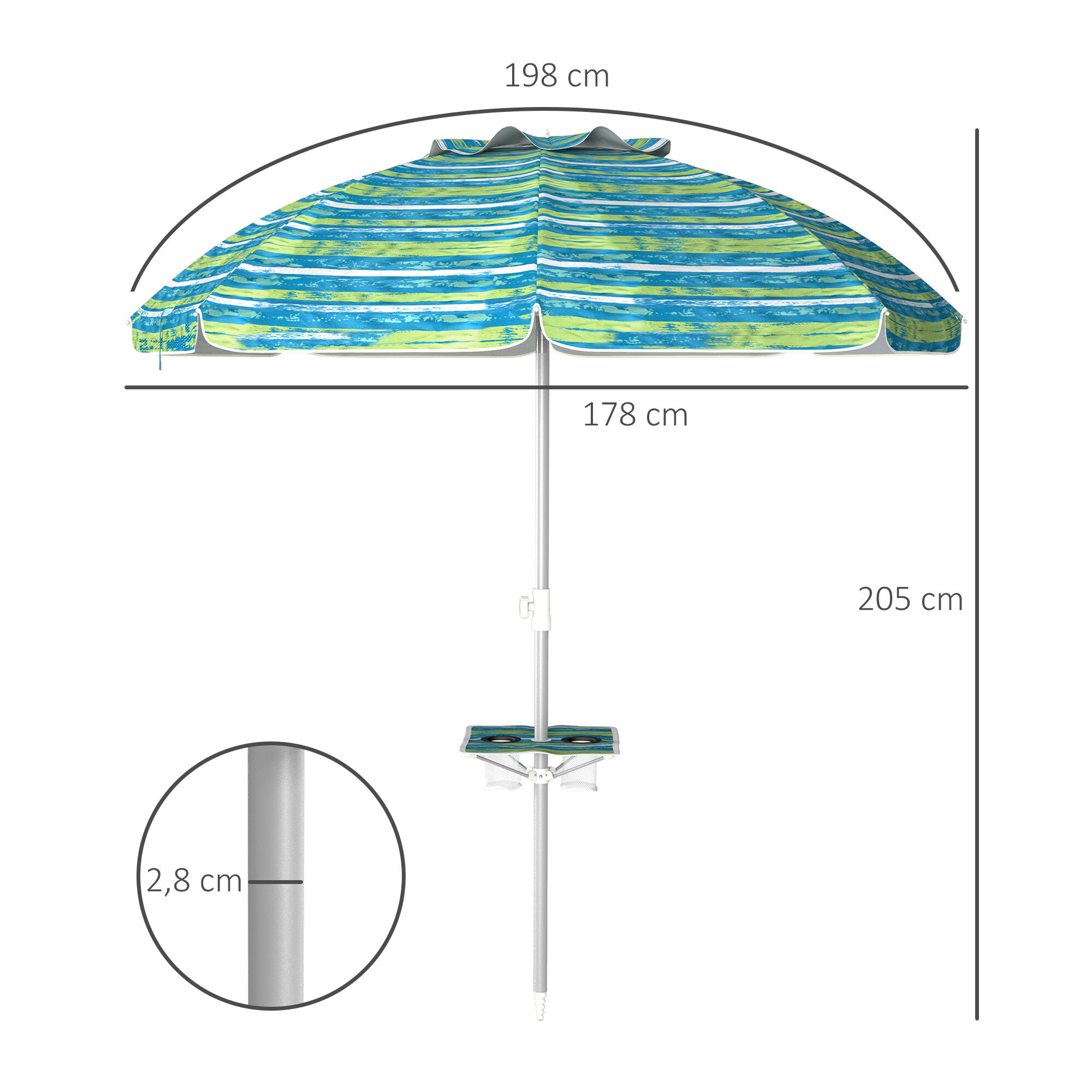 Outsunny Sombrilla de Playa Multicolor, , large Imagen numero 3