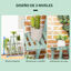 Outsunny Soporte de Madera para Plantas Estantería para Flores de 3 Niveles Estantería Decorativa para Interiores Exteriores 76x26x76 cm Verde, , large indicador imagen numero 5