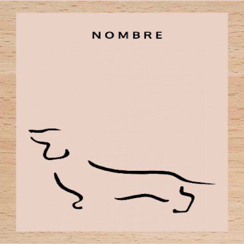 Ilustración de Teckel con marco madera color Rosa