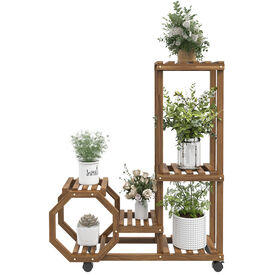 Outsunny Estantería Para Plantas Carbonizado 