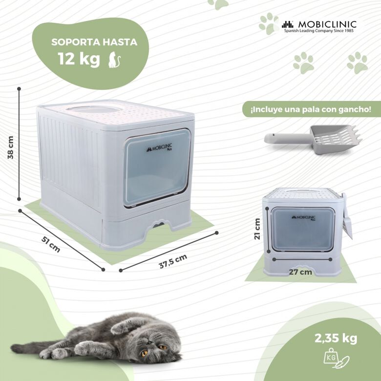 Mobiclinic Mobiclinic Arenero cerrado CatBox con Cepillo Estable Cómodo para Gatos thumbnail