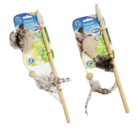 Duvo Caña juguete con yute y plumas para gatos